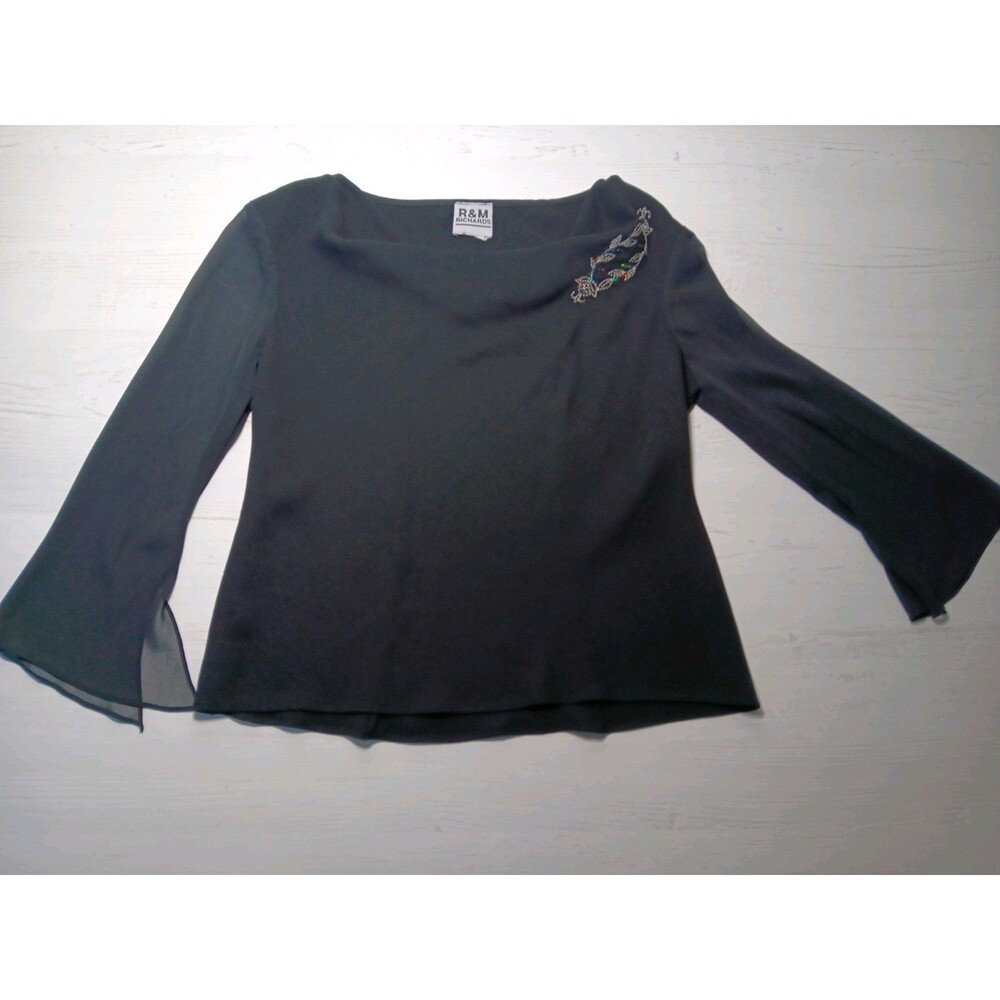 R & M Richards Vintage Womens   Sheer Sleeves  Top Whimsigoth Black Fairy